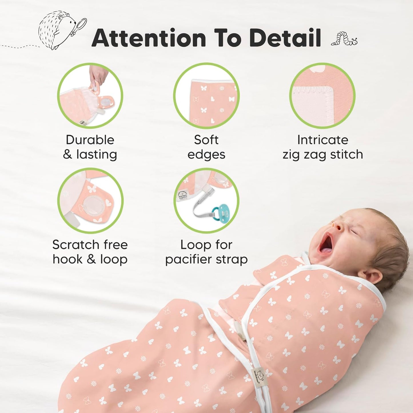 Organic Baby Swaddle Sleep Sacks by [Brand Name] - Soft & Snug Swaddles for Newborns 0-3 Months | Butterflies, XS