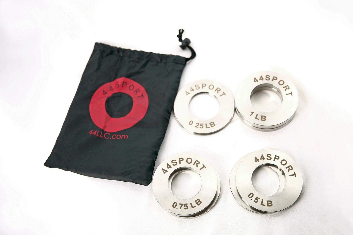 44LLC 44SPORT Olympic Fractional Steel Plates -Pair of 1/4, 1/2, 3/4, 1 lb Weights (8 Total)