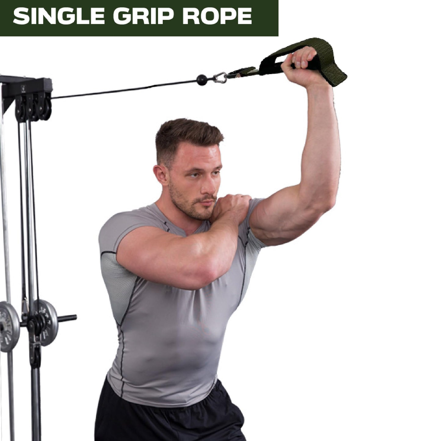 POWLIF Tricep Rope Cable Attachment, Tricep Pull Down Rope & Exercise Handles, Cable Machine Attachment for Gym (Tricep Rope Set or Single Handle)