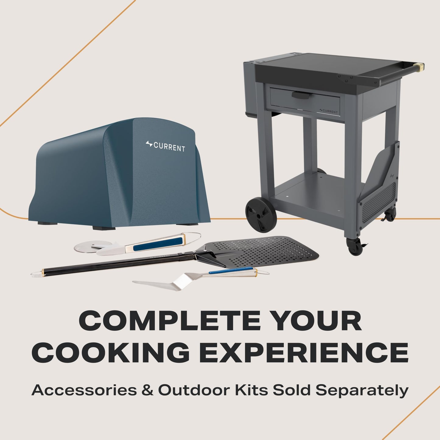Current® Model P Electric Pizza Oven Indoor & Outdoor, 850°F Countertop Oven, No Turning Required, Perfect Pizza Every Time, Smart App Control, 12-Inch Pizza Stone Included, Slate