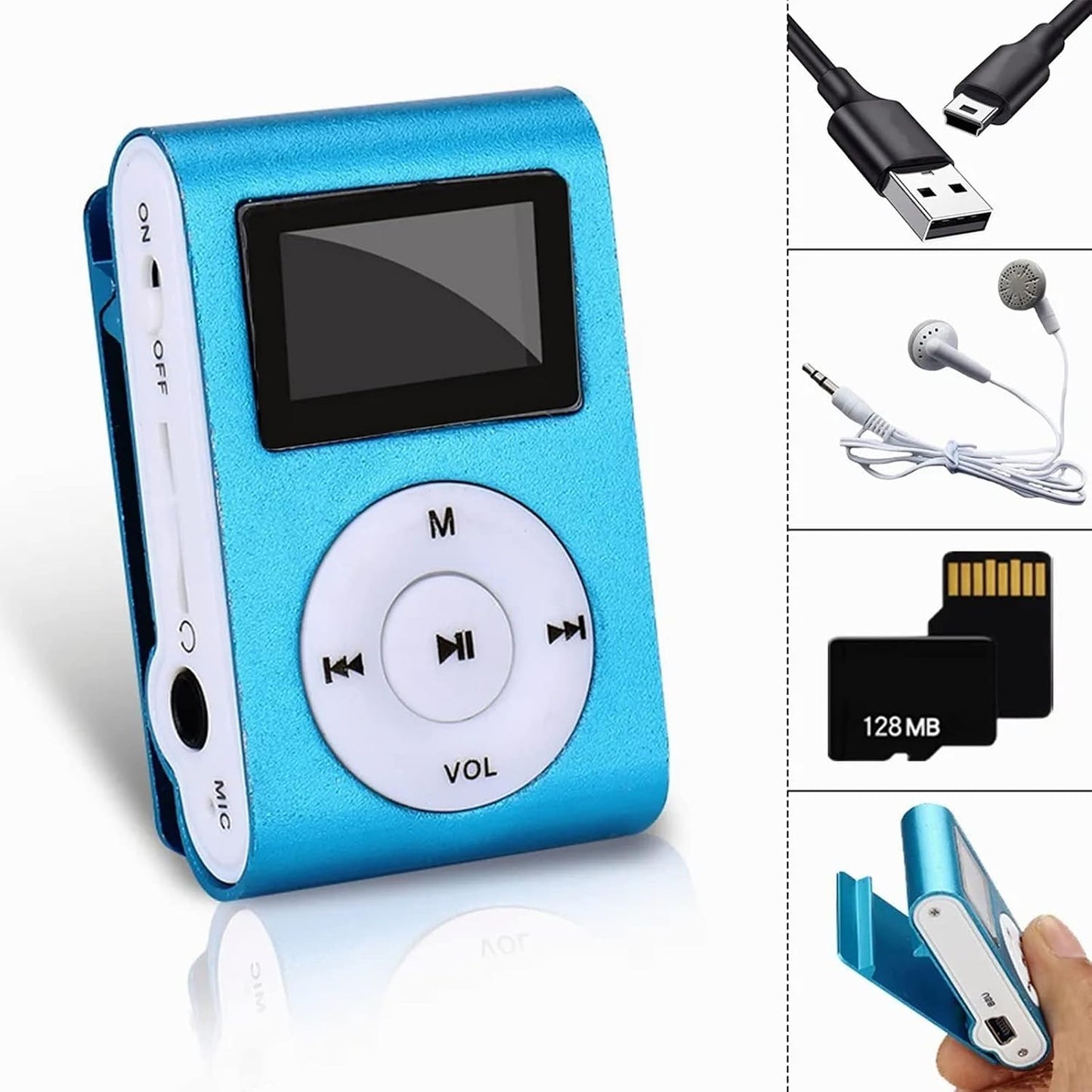 MP3 Portable Player with Clip, Mini Digital HiFi Lossless Sound Music Players with Metal Shell, Wearable Small Audio
