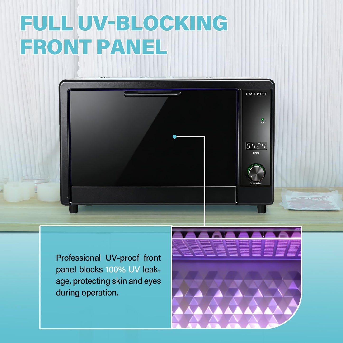 10L Large 395nm UV Resin Curing Machine with 150 LEDs & Reflective Cups 30% Faster Curing,Auto-Shutoff Safety Door Sensor, Silent Cooling Fans, HD Display UV Resin Curing Box for Craft DIY Decor