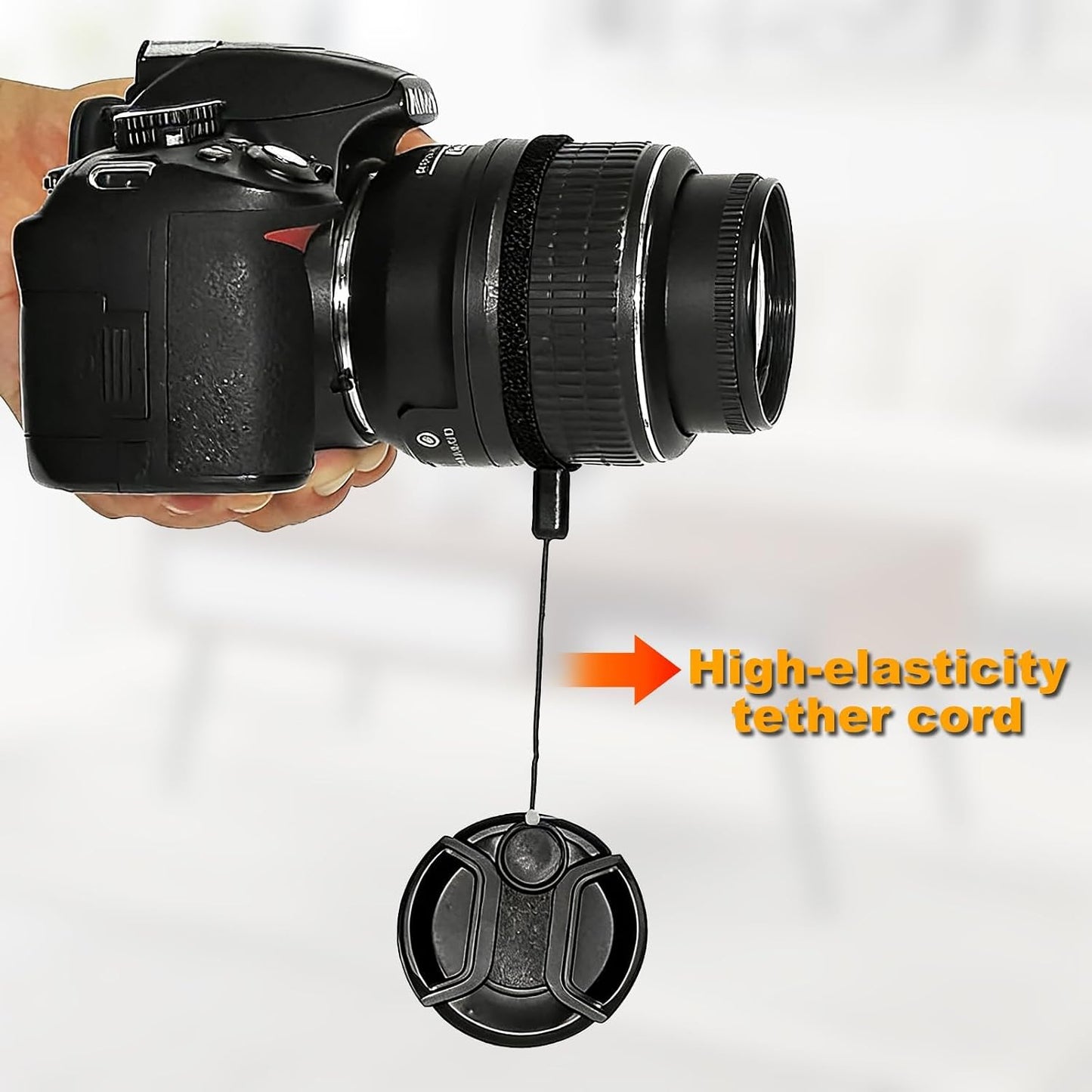 Asofelk 5PCS Camera Lens Cap Tether, Universal Lens Cap Leash & Keeper/Elastic String Holder Compatible with DSLR