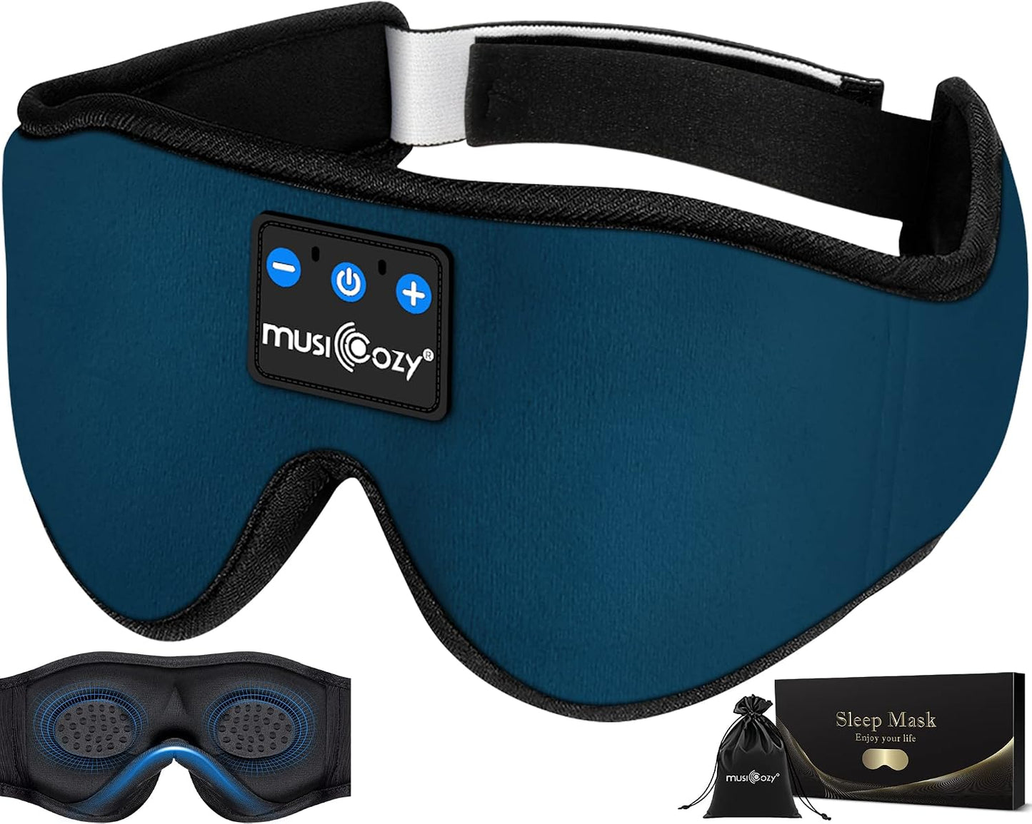MUSICOZY 5.4 Sleep Headphones Bluetooth Headband Sleeping Eye Mask for Mom Women Men Wireless Music Earbuds Earphones