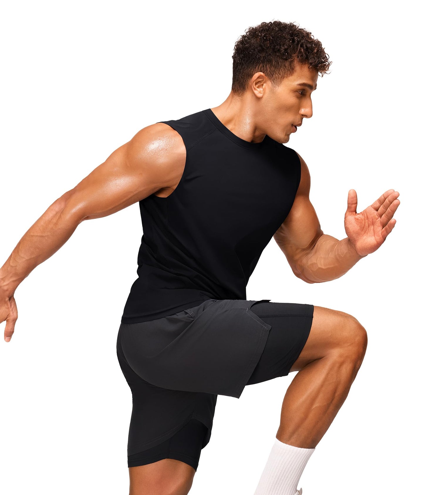 Junlan Sauna Shirt for Men - Waist Trainer Sweat Vest Gym Top for Gym Workout(Black,Large)