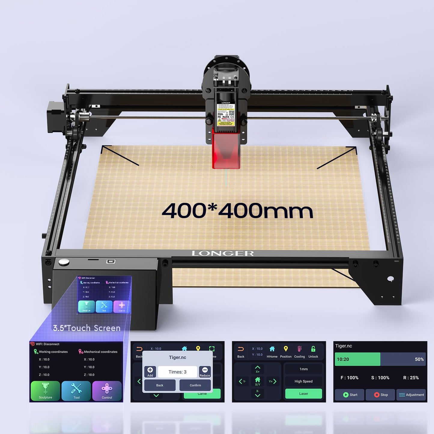 Longer RAY5 Laser Engraver, 10W High-Precision Laser Engraver, Compressed Spot CNC, App Offline Control, DIY Engraving Tool for Metal/Glass/Wood, Engraving Area 15.7 "x15.7"