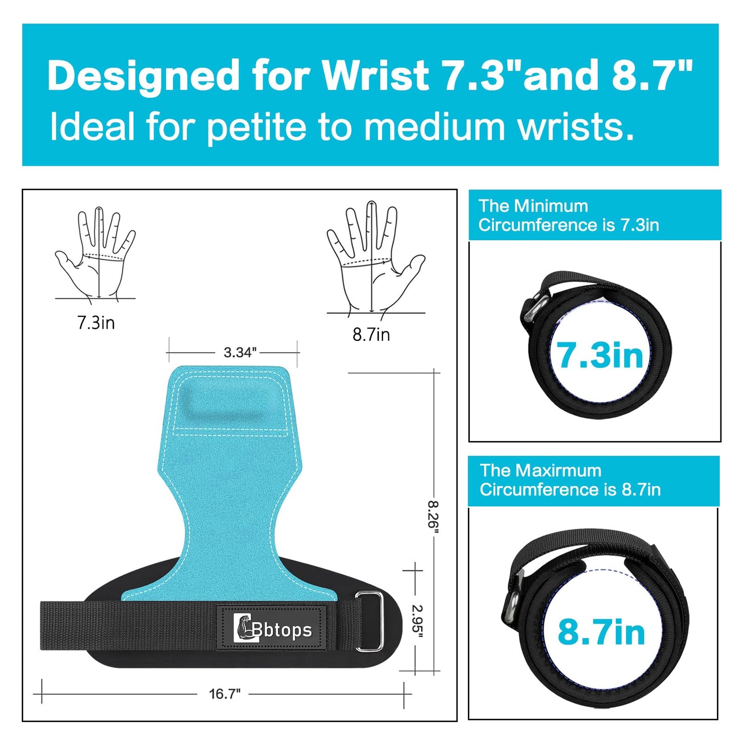 Weight Lifting Wrist Strap, Double-Layer Leather Wrist Straps for Gym Strength Training Weightlifting,Deadlift and Powerlifting, Enhance Grip Strength Neoprene Padding Gym Workout Lifting Straps for Men & Women (Pair) blue