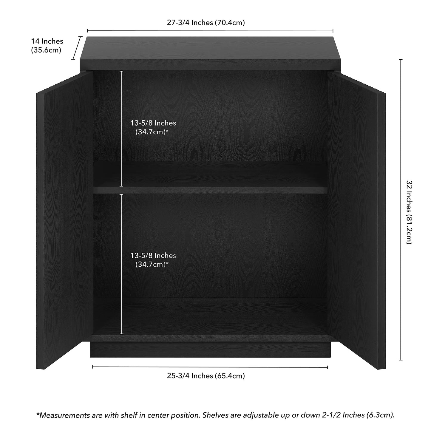 Henn&Hart Alston Accent Cabinet, 28" Wide, Black Grain
