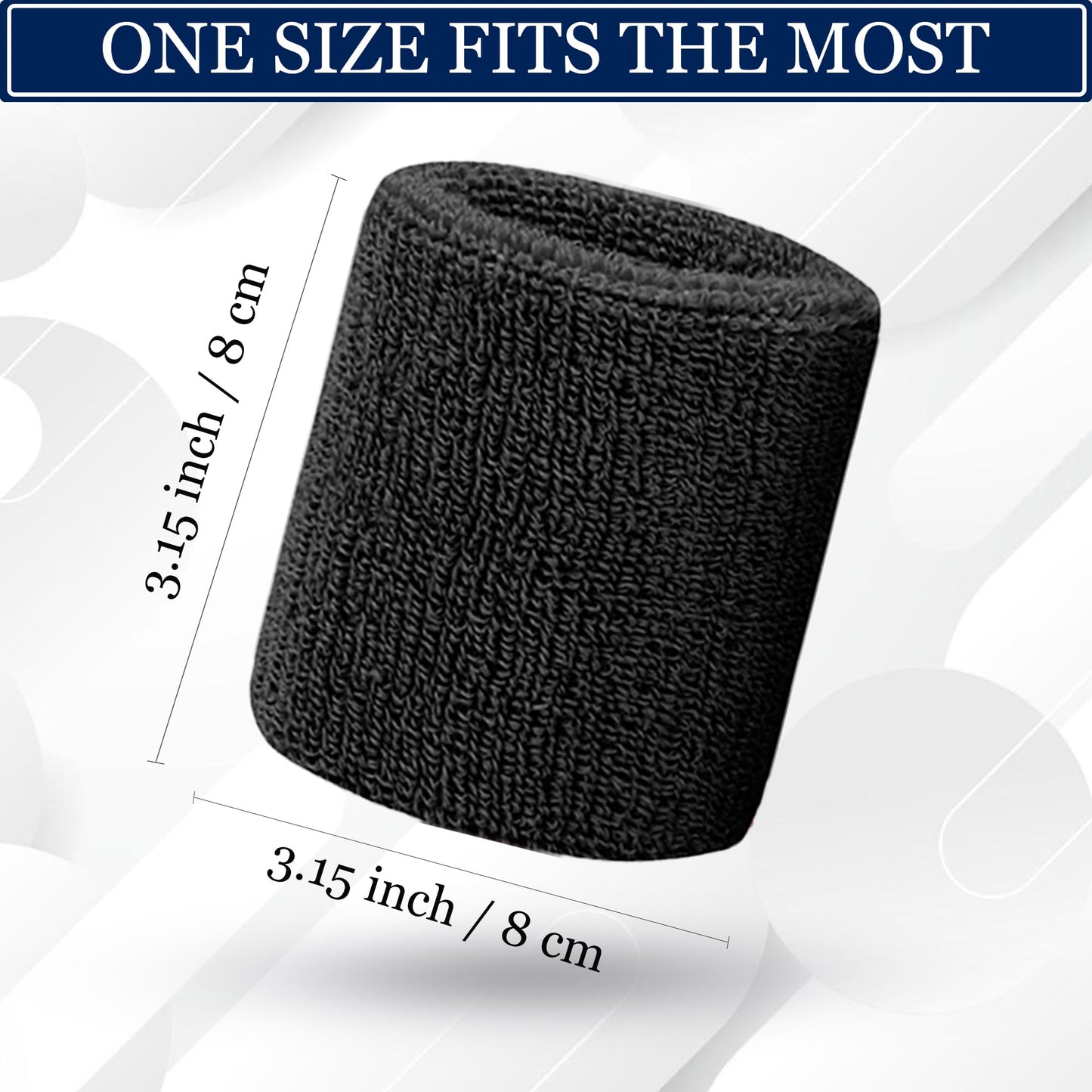 8 Pcs Sports Wrist Sweatbands for Men & Women, Absorbent Wrist Sweat Bands Tennis Wristbands Moisture Wicking Athletic Cotton Terry Cloth Sweatband for Basketball,Running,Gym,Working Out -Black