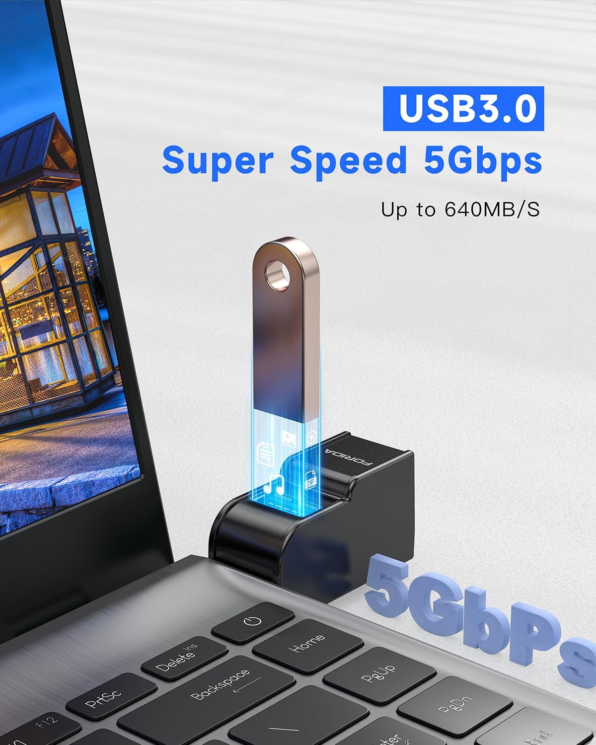 FORIDA 3 3.0 1 3 Ports USB Adapter, USB Hub with USB and Double USB Adapter, Portable USB Splitter in Out for Keyborad