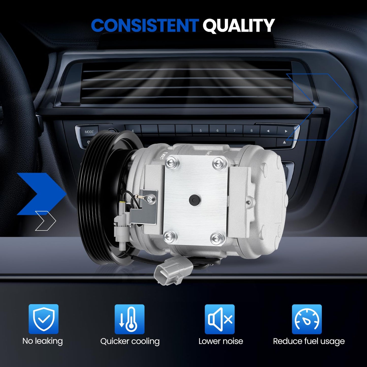 SYKRSS 78320 Air Conditioning A/C Compressor with Clutch Compatible with Toyota Corolla 1998-2002 1.8L L4 GAS