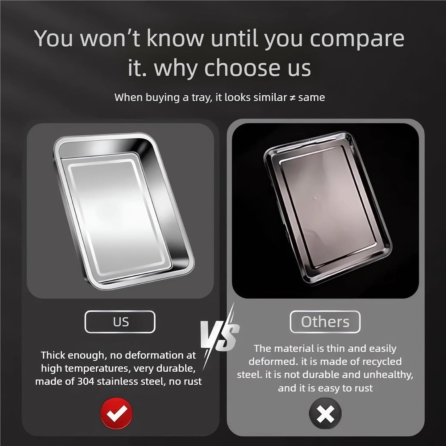 Regine Switzerland Extra Large 304 Stainless Steel Baking Pan Set - 2-Pack Non-Toxic Bakeware | Solid & Perforated Pans