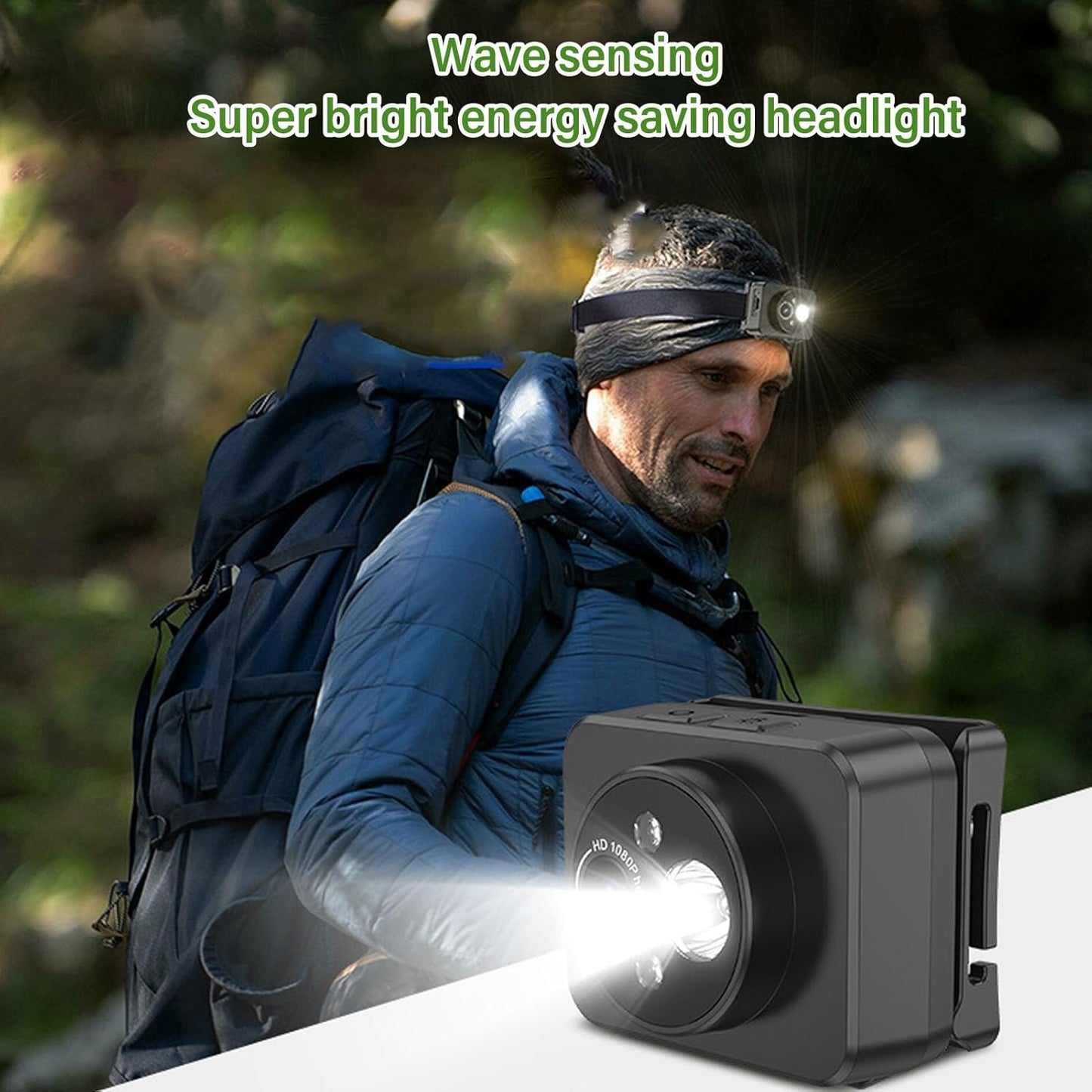 LAISANIM 1080P 45 Headset Head Mounted Camera, HD Adjustable Action Camcorder with LED Night, Headlamp Wearable Body
