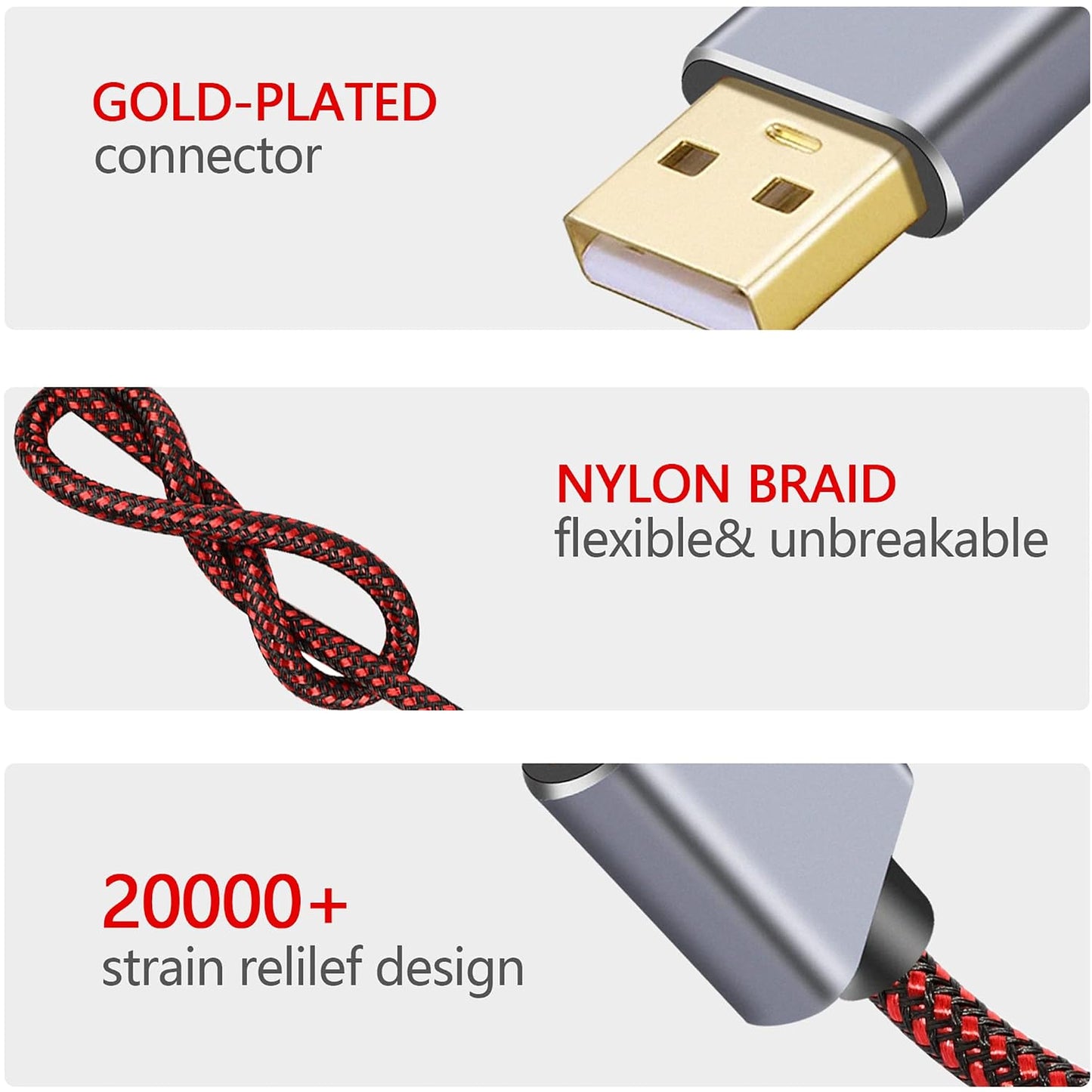 Tiierzon 1.5Ft, USB Printer Cable - Type A Male to B Male, High Speed, Compatible with HP, Canon, Dell, Lexmark, Xerox