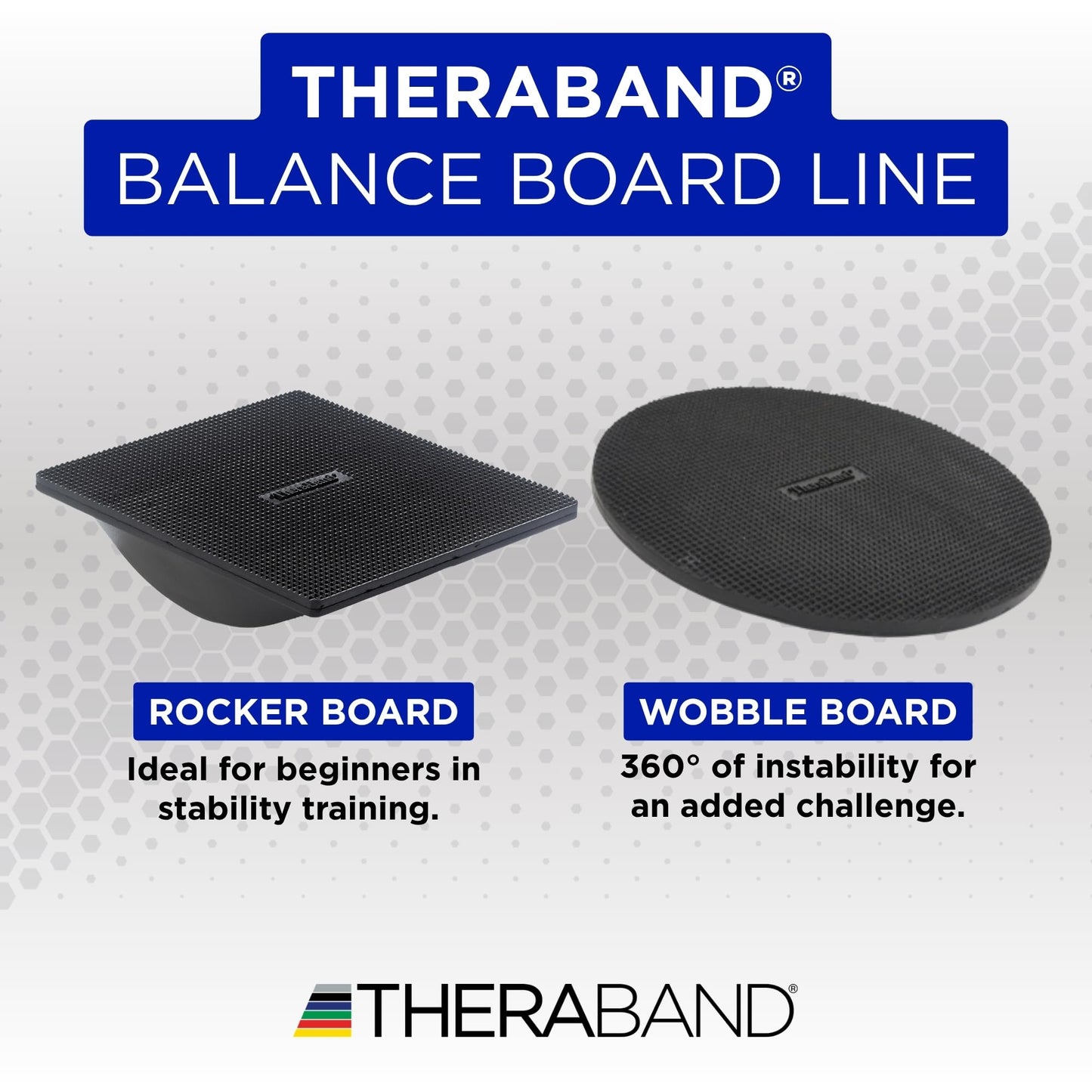 THERABAND Wobble Board Stability and Balance Trainer, Round Wobble Board, Core Strength Balance Disc for Adults, Physical Therapy, Agility Training, Compact Non-Slip Design