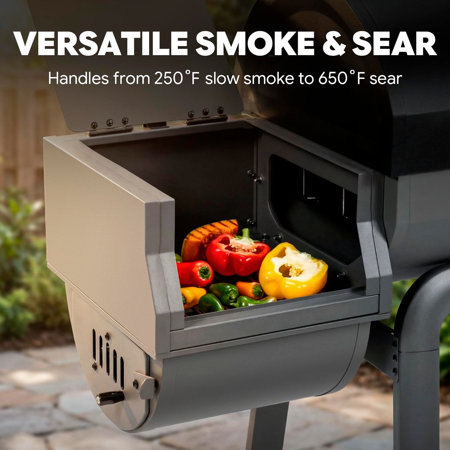 Feasto 30-Inch Heavy-Duty Charcoal Grill with Digital Temperature Control & 2 Meat Probes, Outdoor BBQ Grill with Offset Smoker, 832 Sq. In. Cooking Space for Backyard BBQ, Black & Grey