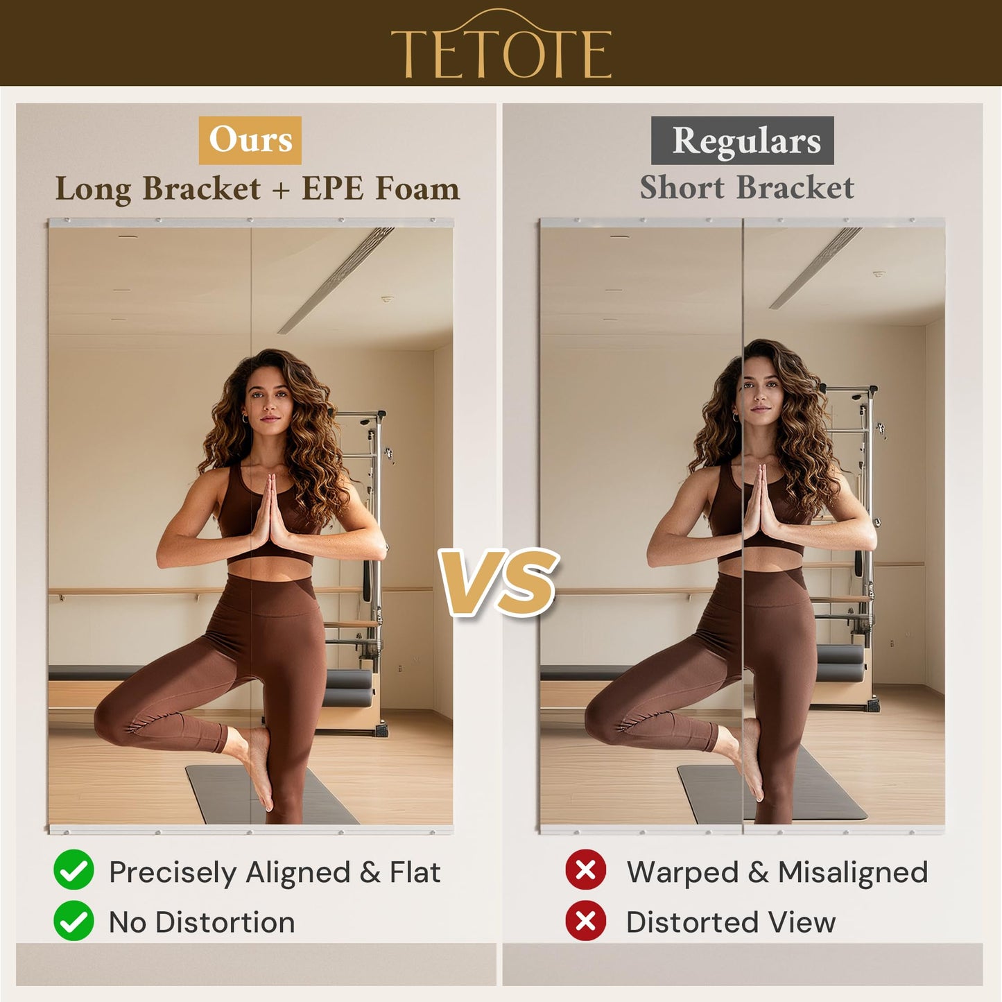 TETOTE Gym Mirrors for Home Gym Wall Large 65" x 22" - 2PCS Workout Exercise Fitness Mirror, Tempered Glass Frameless Full Length Mirror for Garage, Dance Studio, Yoga, Bedroom, Living Room