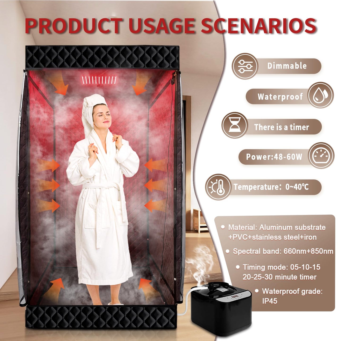 PEEKO Red Light Therapy for Body, Infrared Light Therapy Panel Lamp for Sauna Tent, 660nm and 850nm Near Infrared LED Red Lights Therapy Device at Home for Face and Body