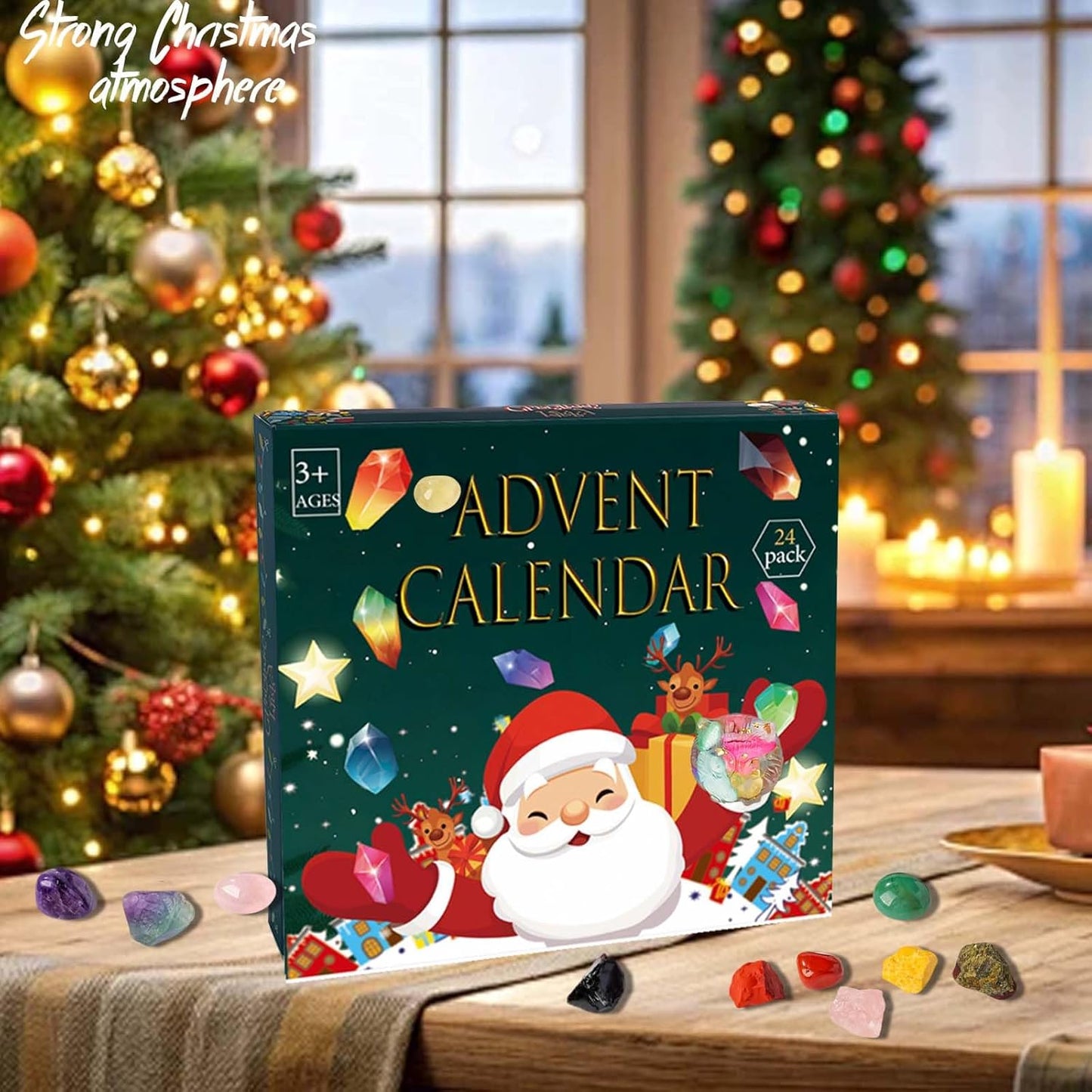 Skiennix 24 PCS Natural Crystal Gemstones Advent Calendar - Healing Stones & Minerals for All Ages