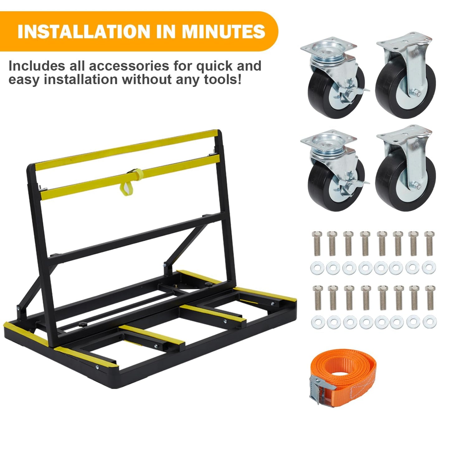 MilleLoom Folding Drywall Cart Heavy Duty,Drywall Dolly Load 2200 lbs Capacity,Panel Casters with Extended Large Deck,Panel Dolly Handling Plywood Sheetrock Glass and Windows Service Truck