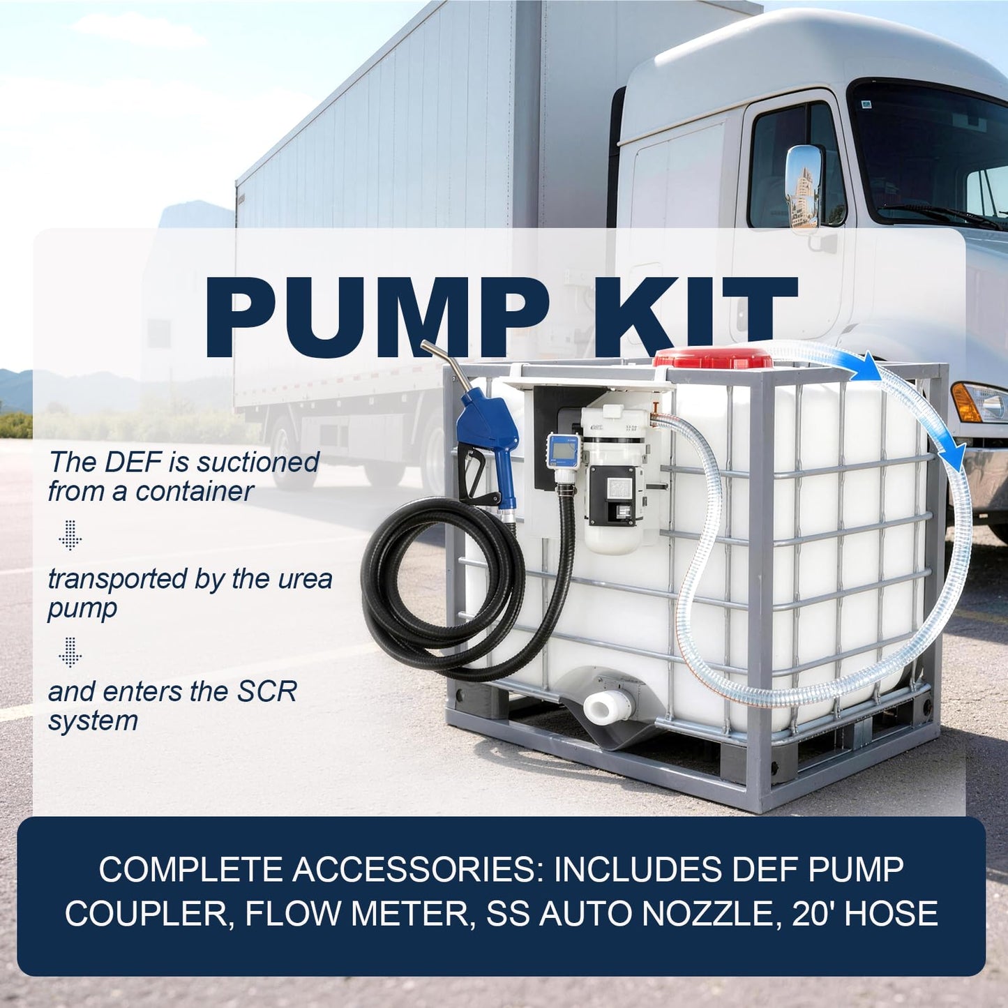 NEW DEF Pump - 110 Volt,Diesel Exhaust Fluid DEF Pump, Pump Kit for DEF, Drums, And Wall Mounts, Includes DEF Pump,Flow Meter,Coupler,SS Auto Nozzle,20' Hose
