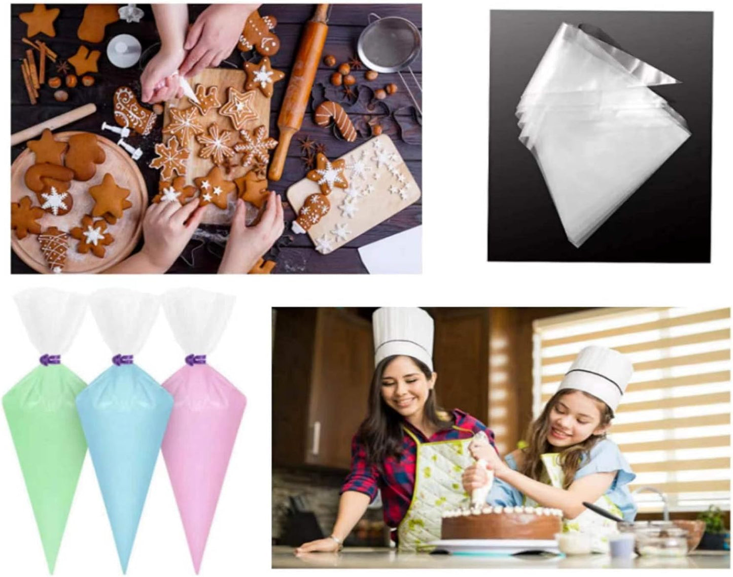 Skiennix Piping Bags - 100pcs 12 Inch Anti-Burst Disposable Cake Decorating Bags | Non-Slip for Cakes & Cookies