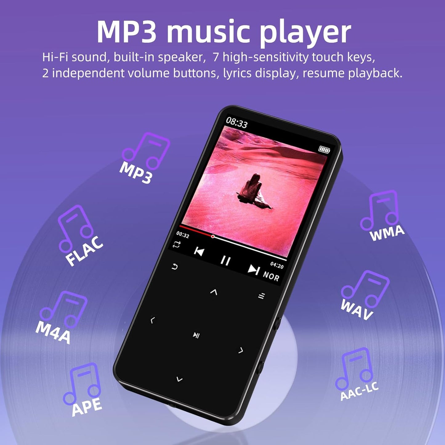 Tengsen Mp3 5.3, Mp3 128GB, (Black,64GB) Player with Bluetooth Portable Digital Music Player with Speaker, FM Radio