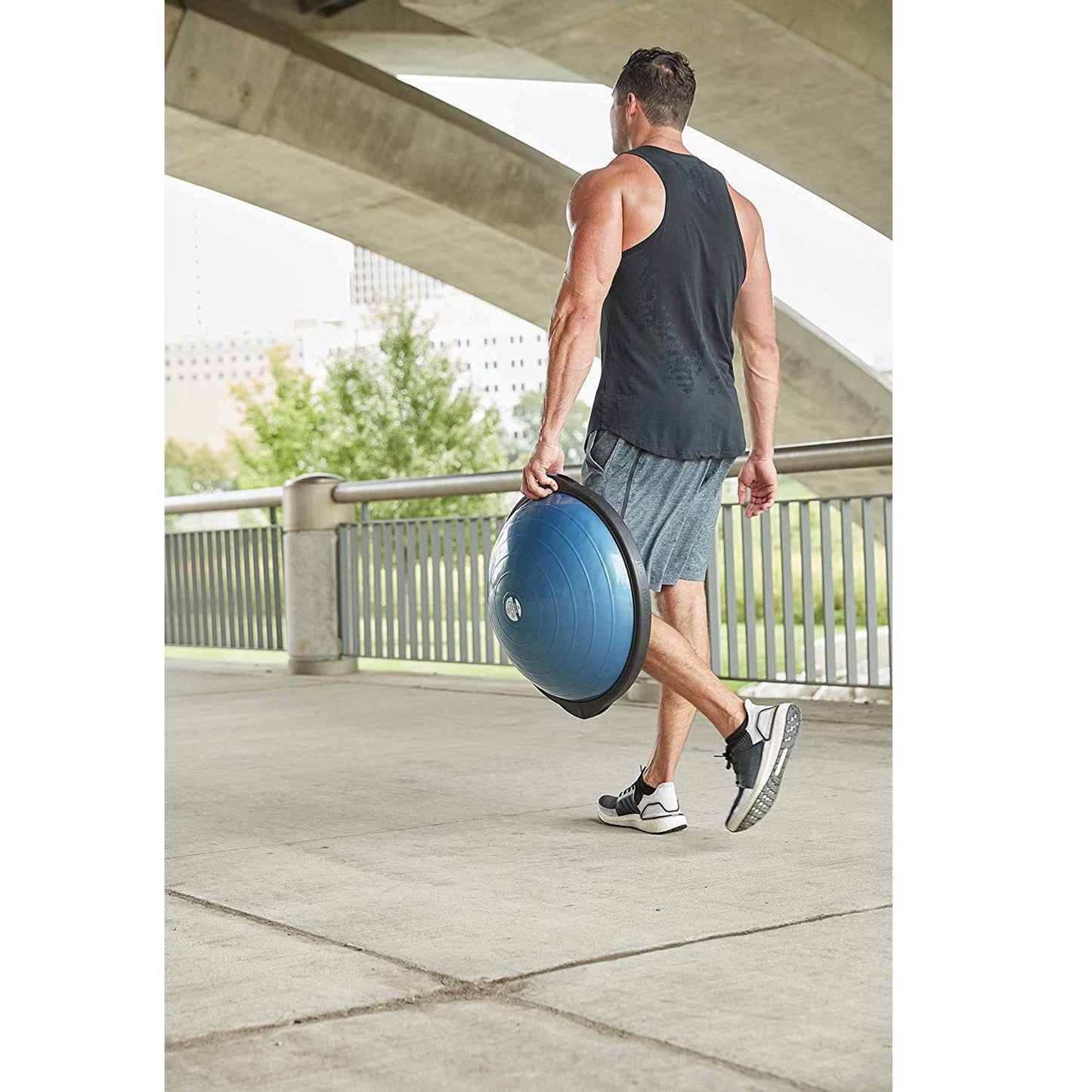 Bosu Balance Ball, Home Gym 20 Inch Full Body Strength Trainer Equipment, Blue