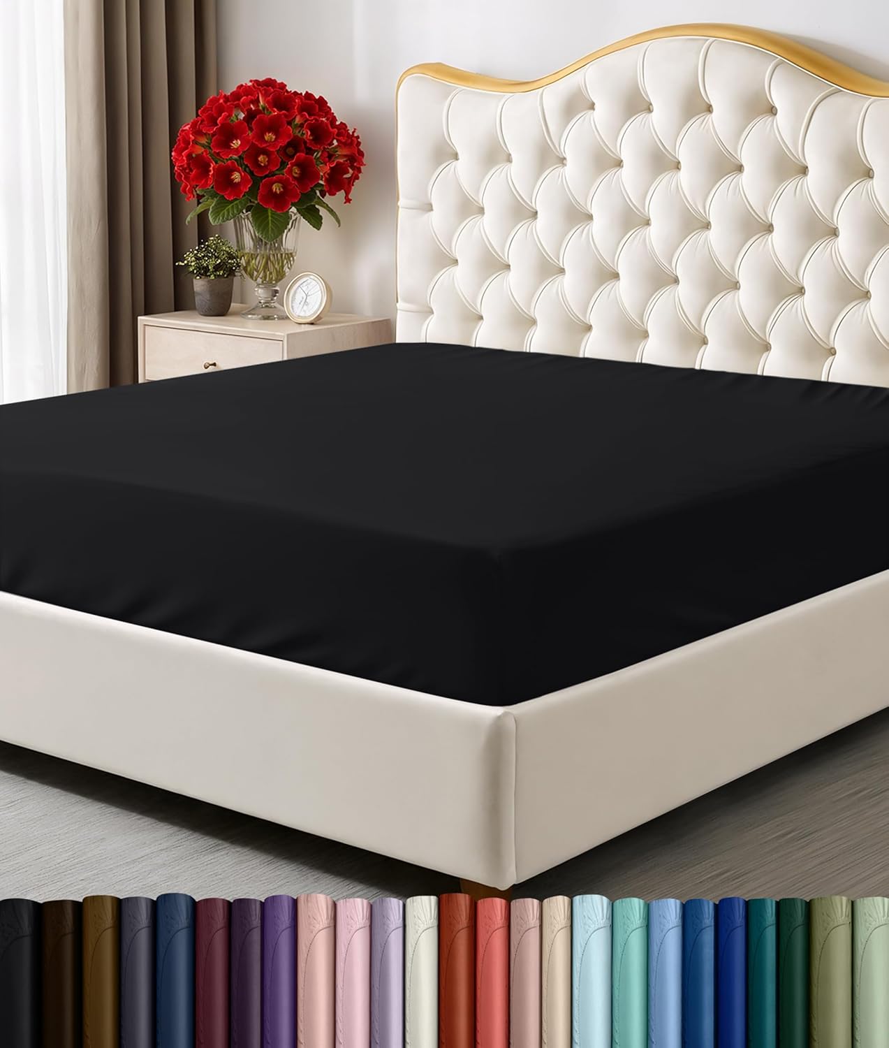 Utopia Bedding Full Fitted Sheet - Deep Pocket Soft Microfiber - Fade Resistant & Easy Care | Black