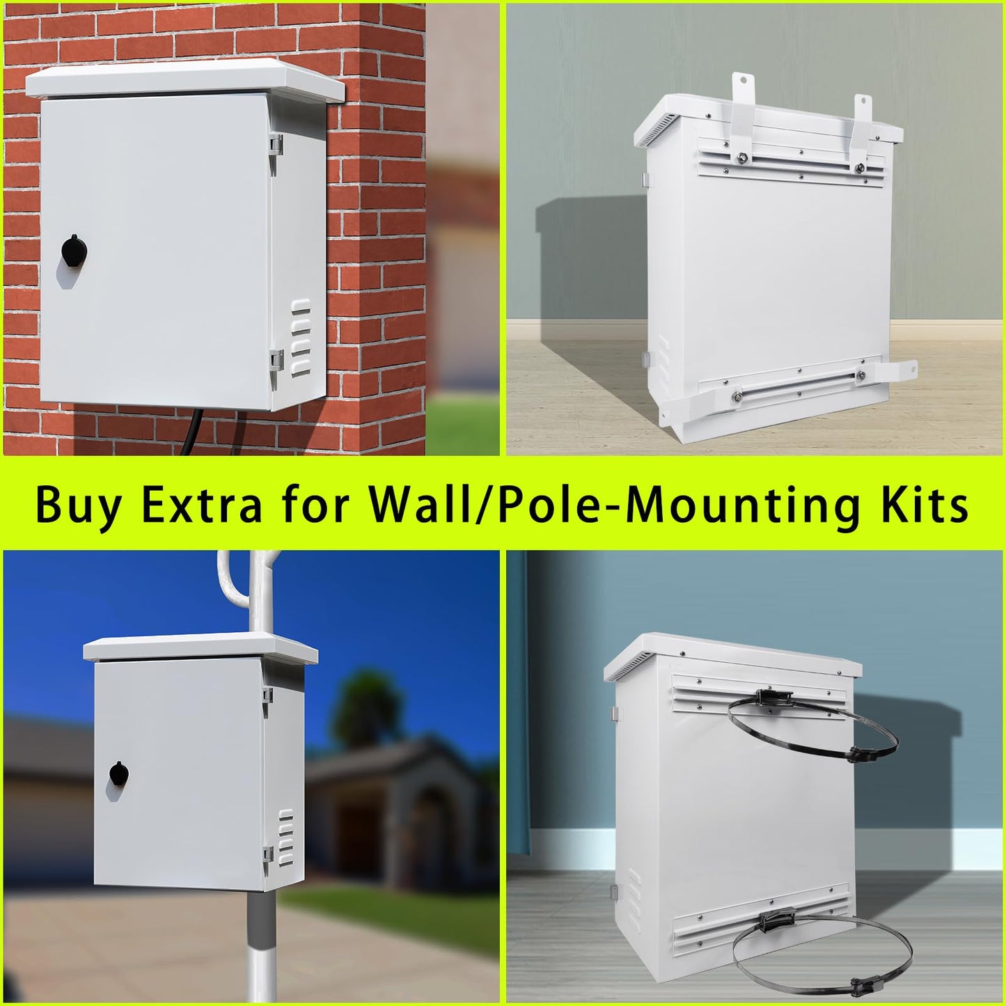 SWPEC Nema Enclosure with Rain Hood Weatherproof Junction Electric Breaker Box with Fan-Vent Design Electrical Cabinet with Mounting Track Hole in Back 16X20X12