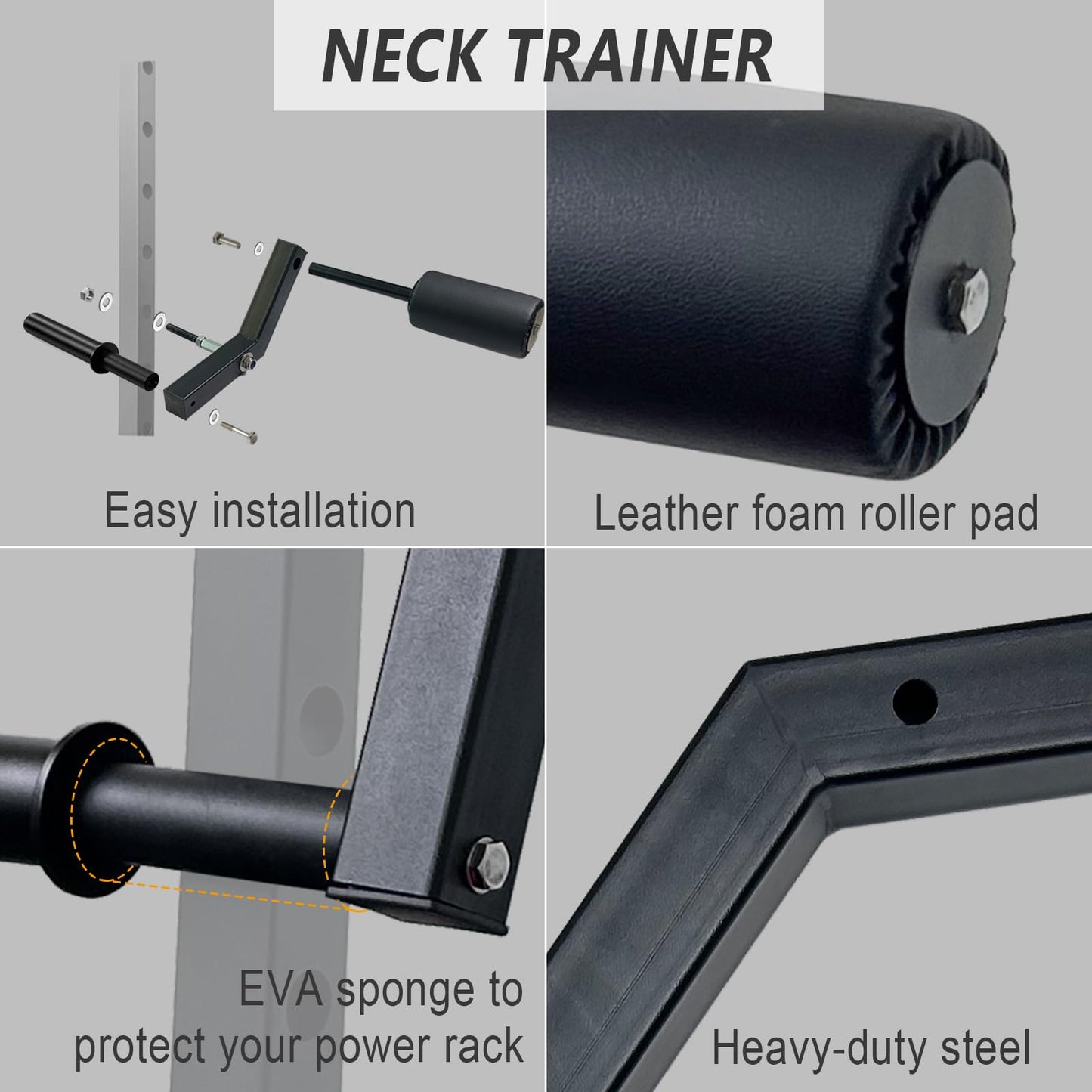 BLUSLM Upgraded Rack Mount Neck Traniner, Neck Machine Strengthener for Muscles Training, Neck Workout Equipment Power Rack Attachment for Home Gym Fitness