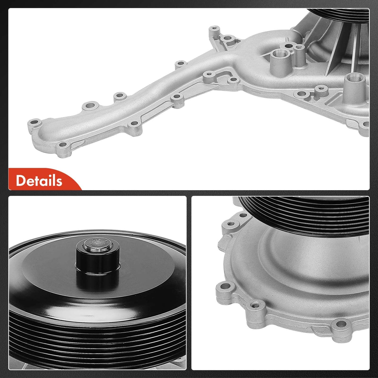 A-Premium Engine Water Pump with Gasket & Pulley Compatible with Ford F-250 Super Duty, F-350 Super Duty, F-450 Super Duty, F-550 Super Duty, 2017 2018 2019, 6.7L, Replaces# HC3Z8501A
