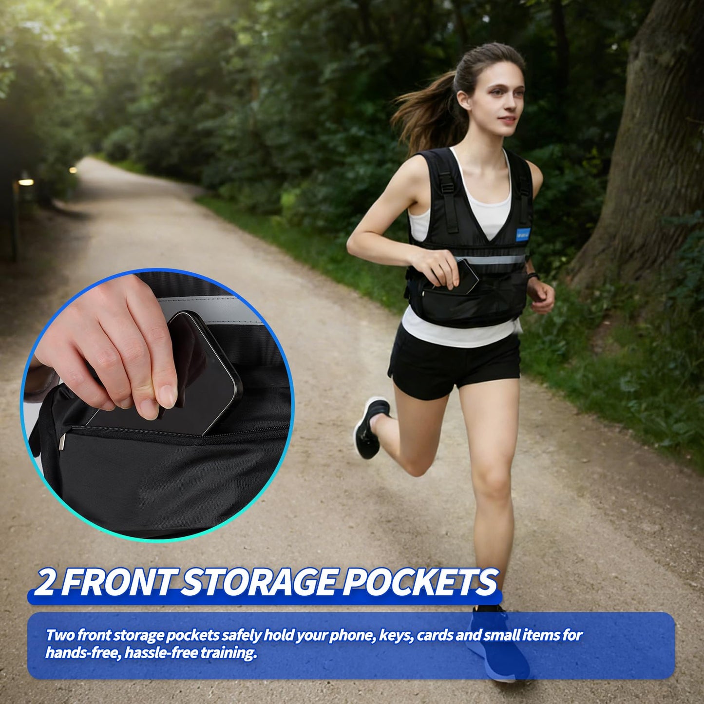 Adjustable Weighted Vest for Women Men 2-11.3lb, Custom Weight Intensity for All Exercises, Snug Fit & Stable, Washable Breathable Weight Vest for Walking Running Fitness Gym Training(Black)
