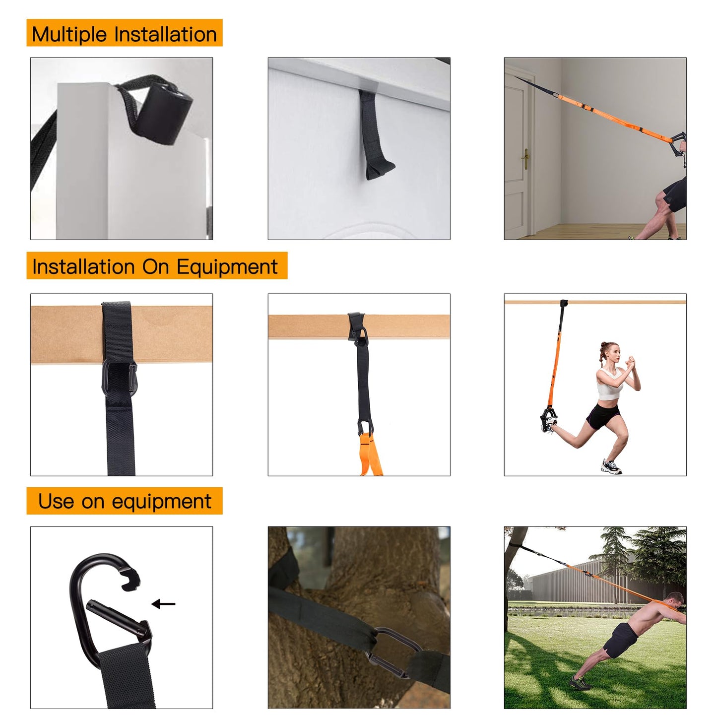Moulyan Bodyweight Resistance Training Straps,Training straps Complete Home Gym Fitness Trainer kit for Full-Body Workout Easy Setup Gym Home Outdoors