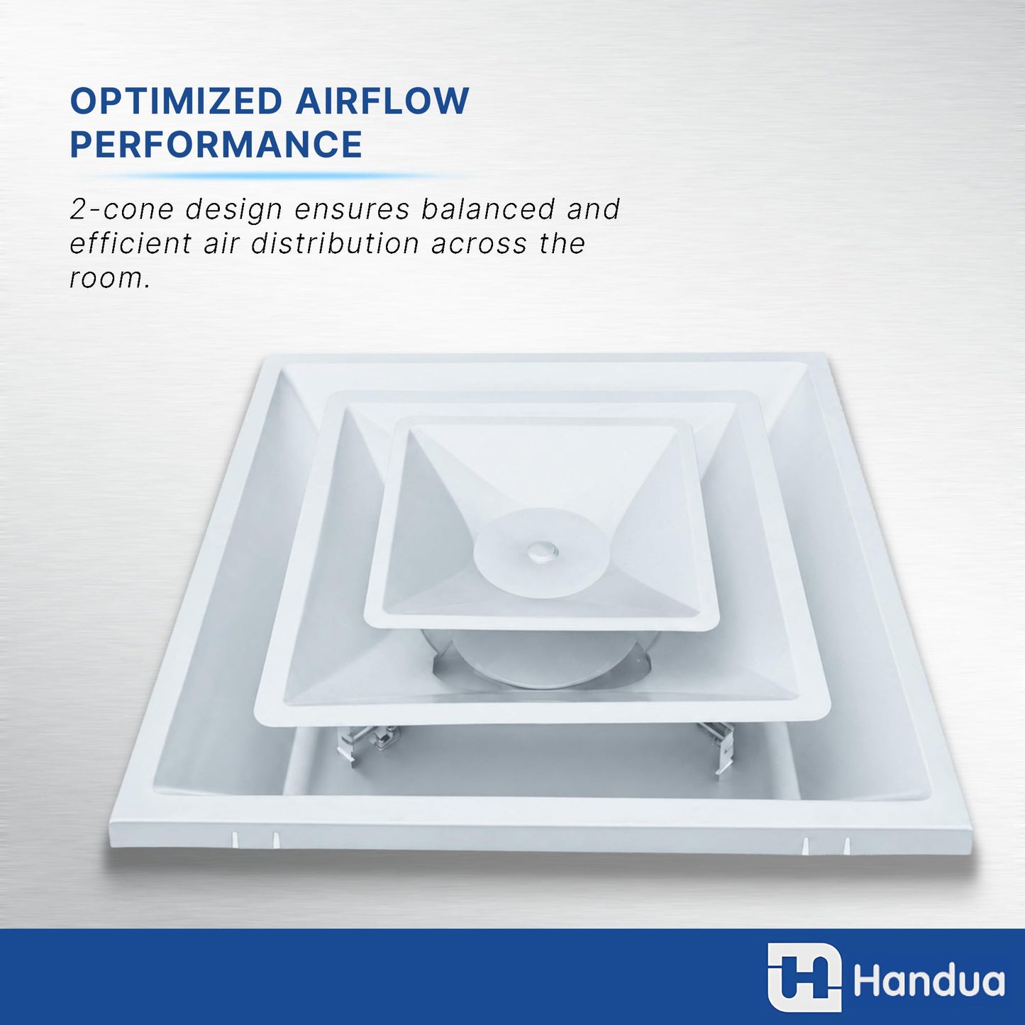 Fits 24x24 Steel T-Bar Drop Ceiling Grid | 2x2 Feet Lay in Steel Air Supply Diffuser with Round 12" [Neck Size] by Handua | 2 Cone | Drop Celing Vent | White | Outer Dimension: 23-3/4" x 23-3/4"