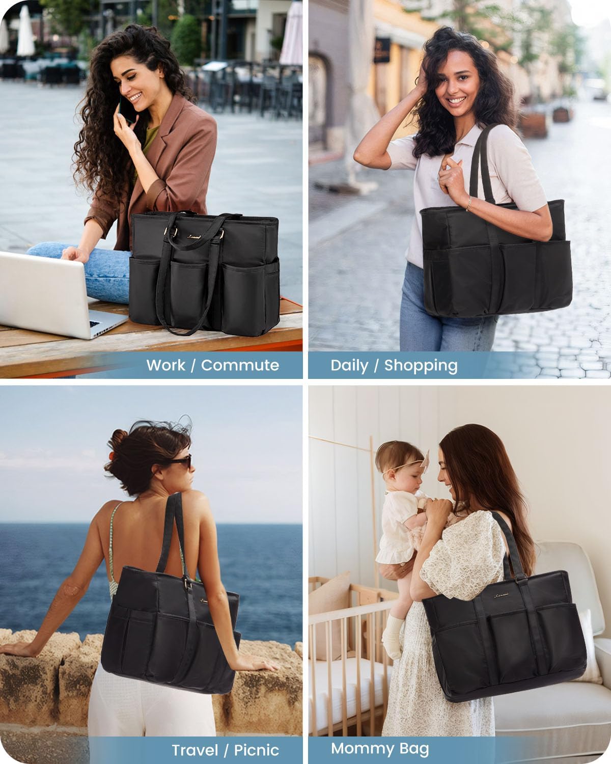 LOVEVOOK Laptop Tote Bag for Women Work, Teacher Tote Bag Nurse Bag With Large Cup Holder, Utility Professional
