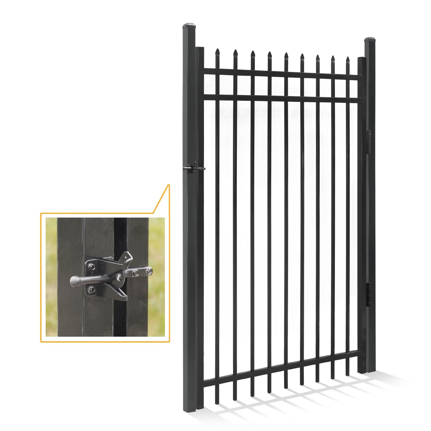 Fencer Wire 52FT Heavy Duty Flat Top Fence Barrier Kit, Anti-Rust Metal Steel Fence with 6FT Height X 6FT Width Panels, with Pinnacle Gate, Posts, Connectors, Outdoor Fencing for Yard