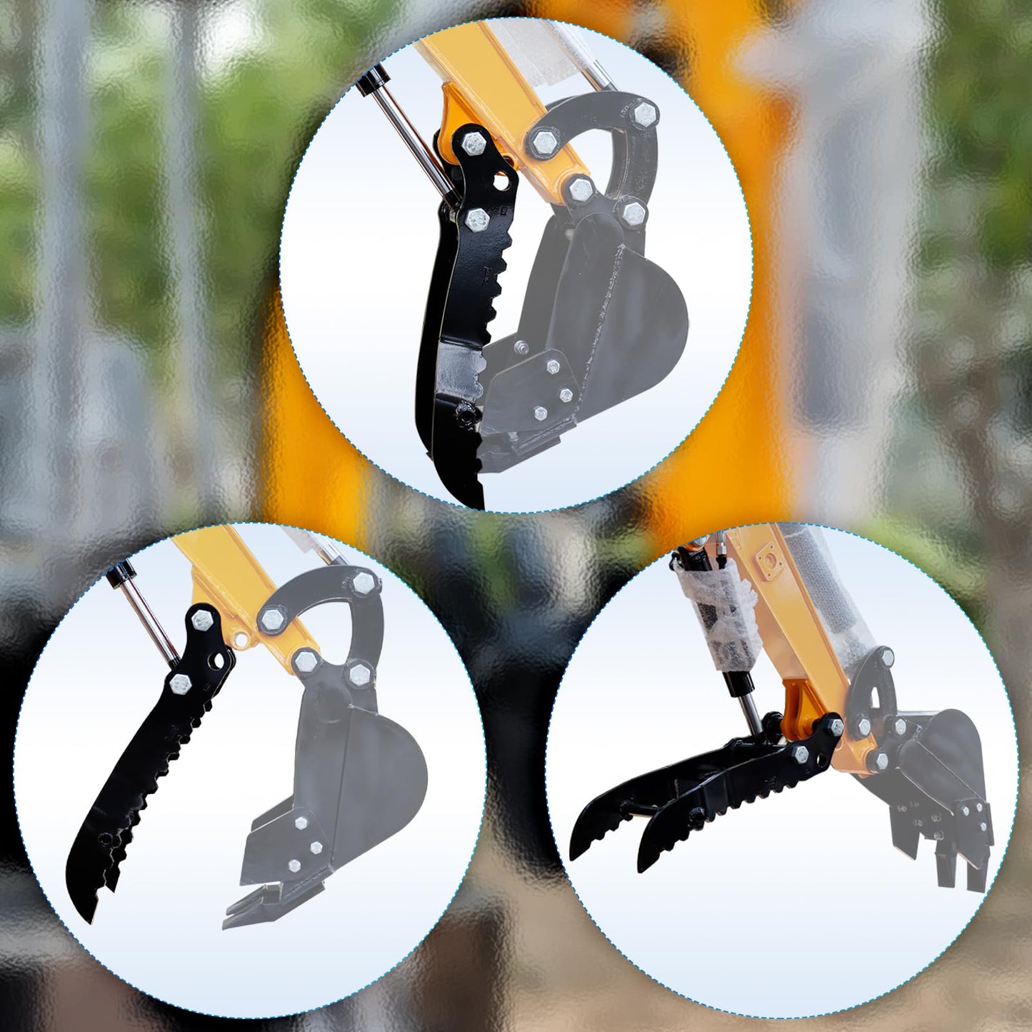 DANWIWEE Hydraulic Thumb Clip For Mini Excavators Attachments, Metal Grab Clip Thumb with 2*M14 Hoses for Single Hole Hydraulic Thumb Clip without L-Shaped Bracket