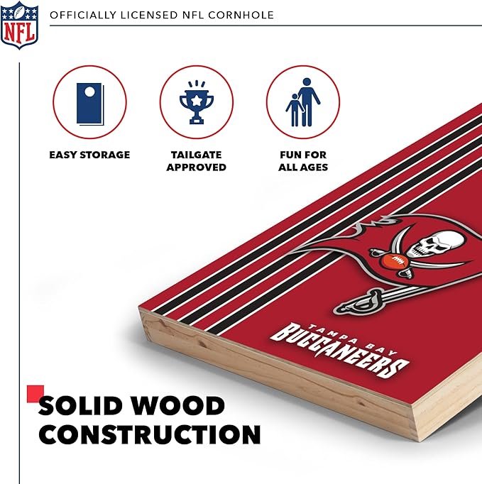 NFL 2' x 3' Solid Wood Cornhole Set with Direct Print HD Team Graphics – Great Gift for Any Football Fan! Bean Bag Toss Family Outdoor Games