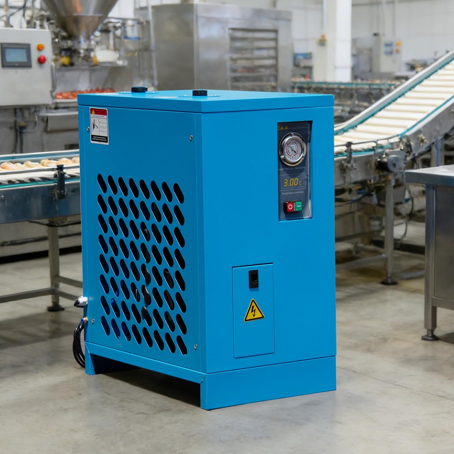 HPDAVV Industrial Heavy Duty Refrigerated Air Dryer, 105 CFM, 0.885 KW, 220V for 30HP Rotary Screw Compressors, R134a Cooling System, Removes Moisture, Oil, Dust for Workshops, Factories, CNC