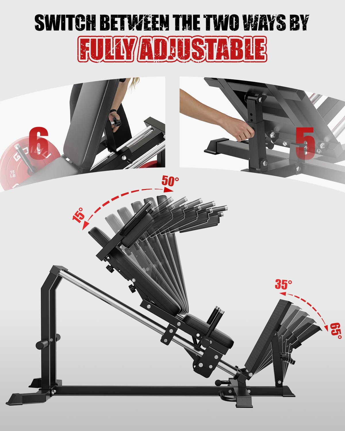 GOIMU L5 Leg Press Hack Squat Machine, 30-Degree Leg Press Machine for Home Gym, Compact Hack Squat Machine with Removable Shoulder Pad, Lower Body Workout Equipment