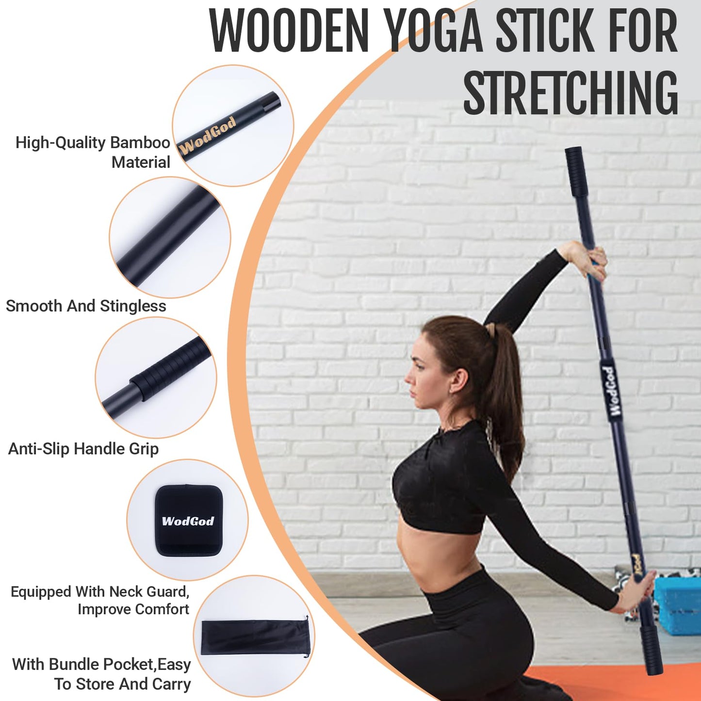 Wooden Yoga Stick,5 Ft Mobility Stick,Adjustable Stretching Stick,Portable Splicable Exercise Stick,Exercise Pole For Balance,Flexibility And Mobility,Stretch Stick,Stick Mobility Training Stick