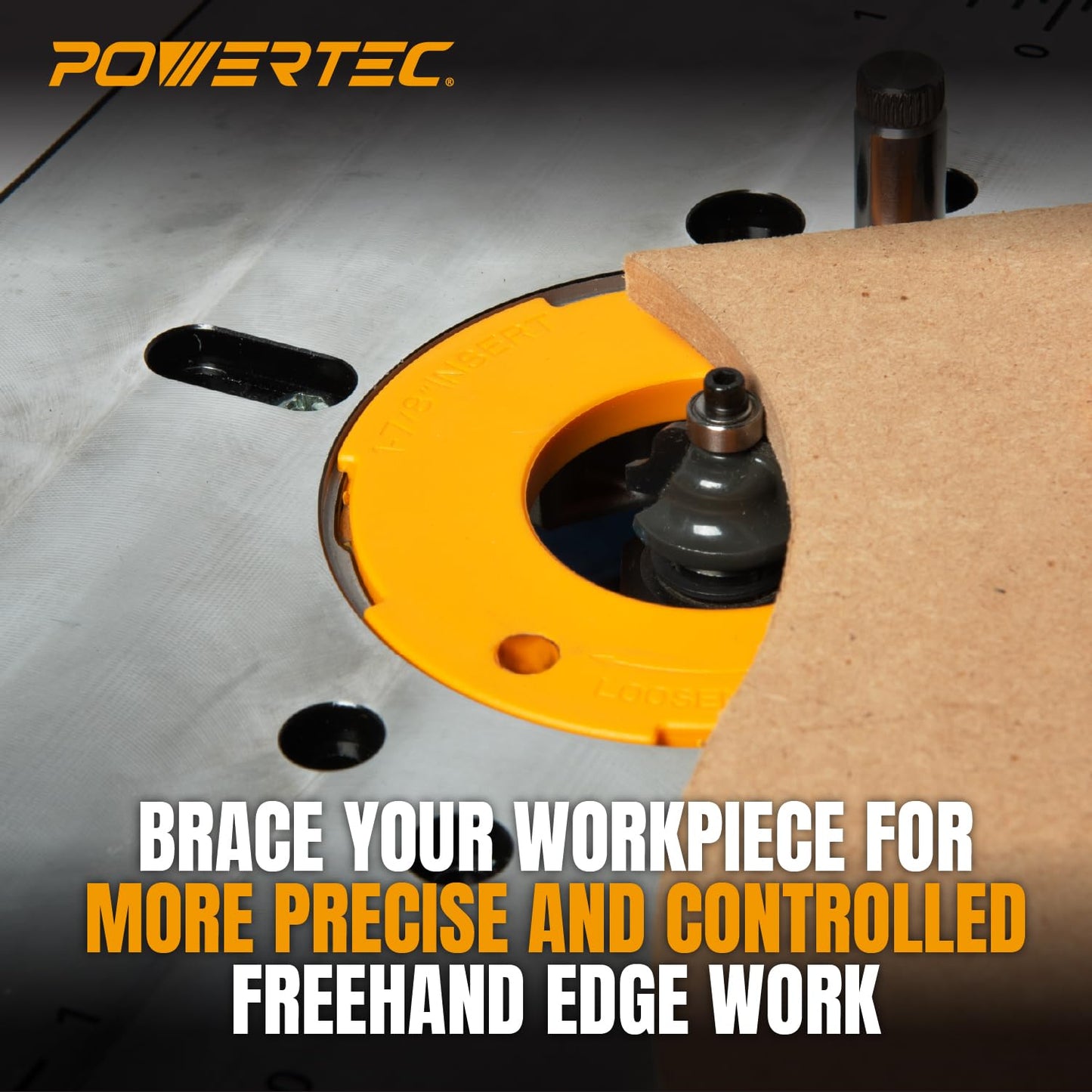 POWERTEC Benchtop Router Table w/Metal Stand and Adjustable Fence Set – 24" x 16" Laminated MDF Top, Aluminum Insert Plate, 2-1/2" Dust Port, Fence Stop, Featherboard and More Accessories (71963)