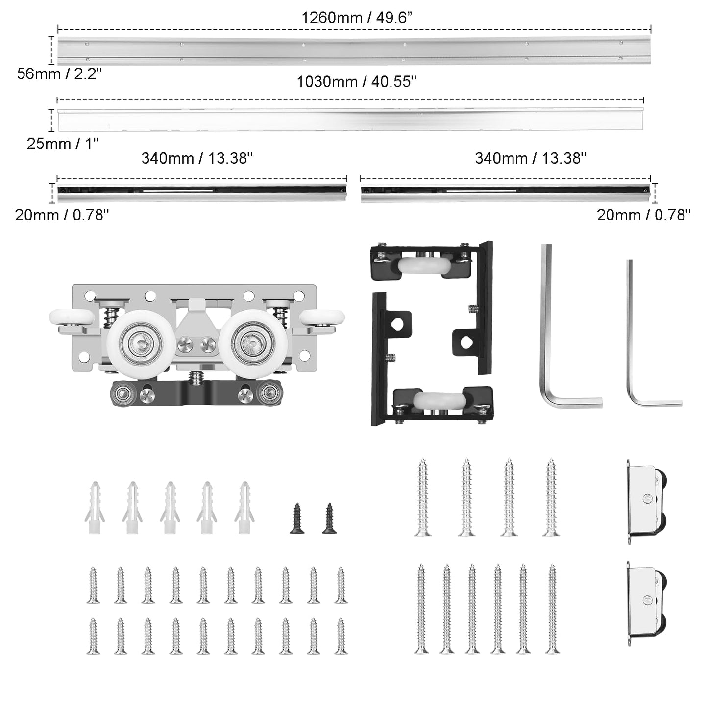36-48" Heavy Duty Hidden Sliding Barn Door Hardware and Track, Floating Door System, Floating Wall Mount, Soft Close, Quiet and Smooth, Easy to Install (Can be Installed on Doors up to 48")