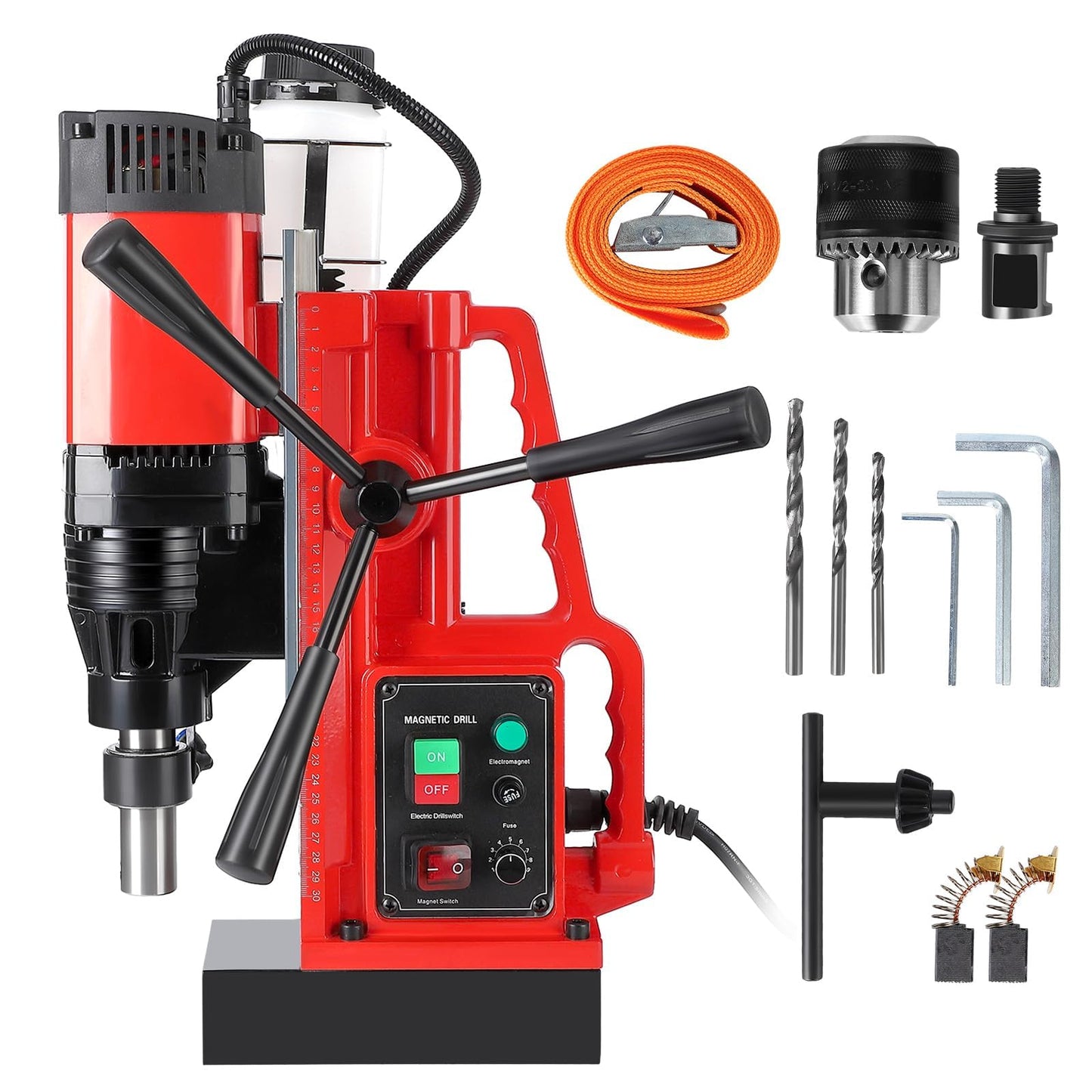 110V 1550W Magnetic Drill Press, 2" Drilling Capacity, 500 RPM, Variable Speed Single-Rail Portable Industrial Drill for Steel, Construction & DIY