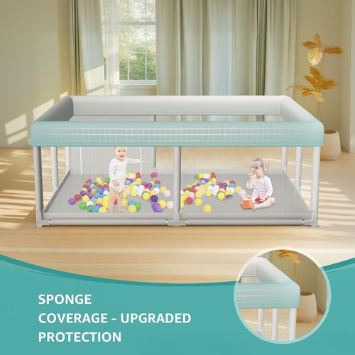 Hiaksedt Large Baby Playpen - Sturdy Safety Play Yard for Indoor & Outdoor Use | 65x50 Inch with Zipper Gates