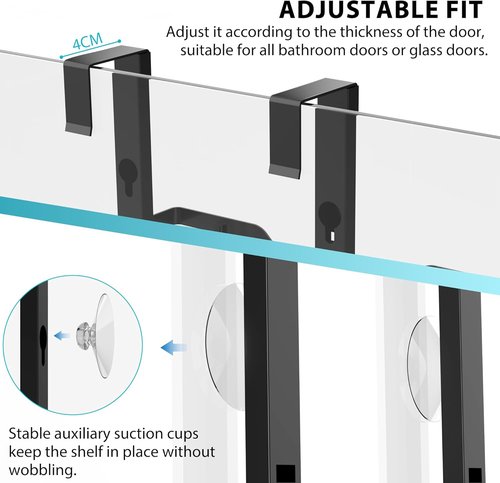 Moforoco Over The Door Shower Caddy - 3-Tier Hanging Organizer for Home & Kitchen Storage - Black