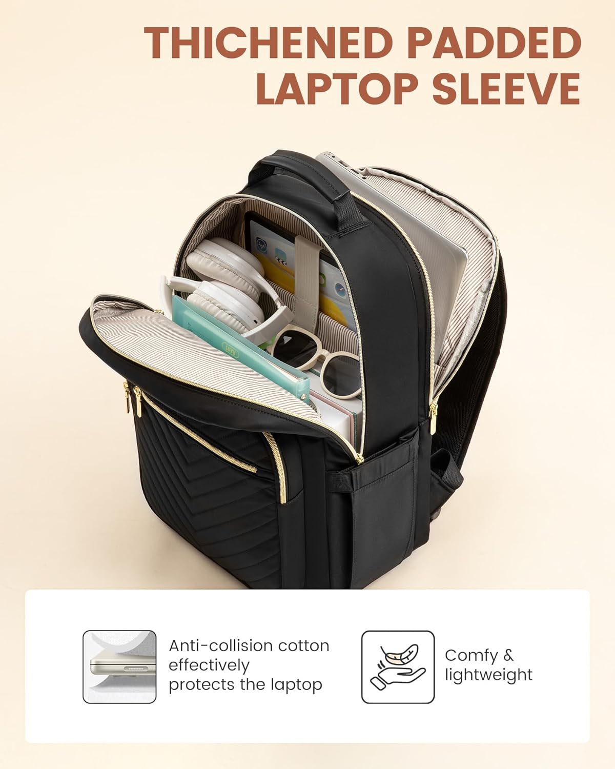 Backpack 17.3 inch,Designer Backpack Backpack,Quilted Backpack Daypack, LOVEVOOK Laptop for Women with Giant Tumbler