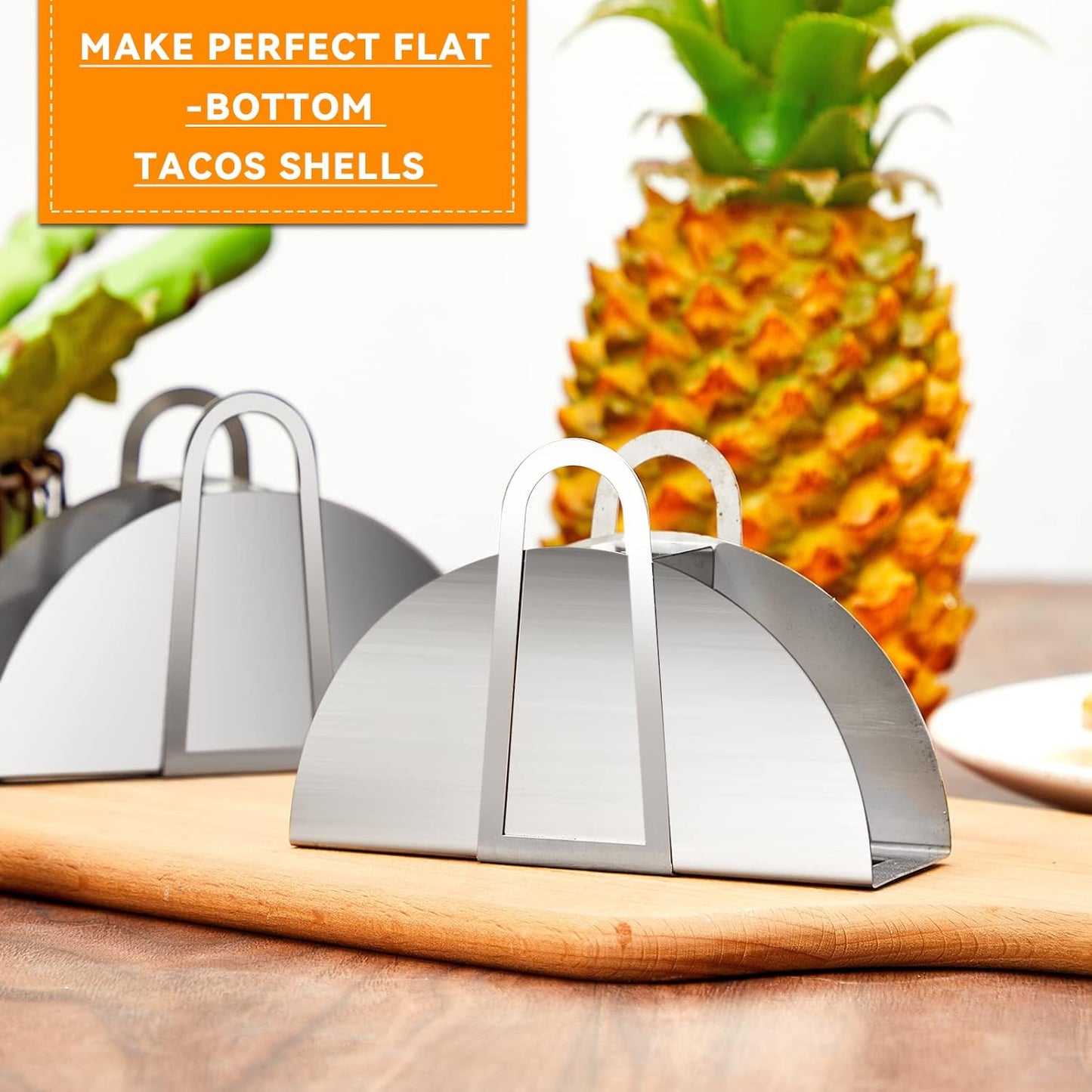 Skiennix Stainless Steel Taco Shell Mold - 4 Pack Tortilla Holder for Crispy Baking & Frying