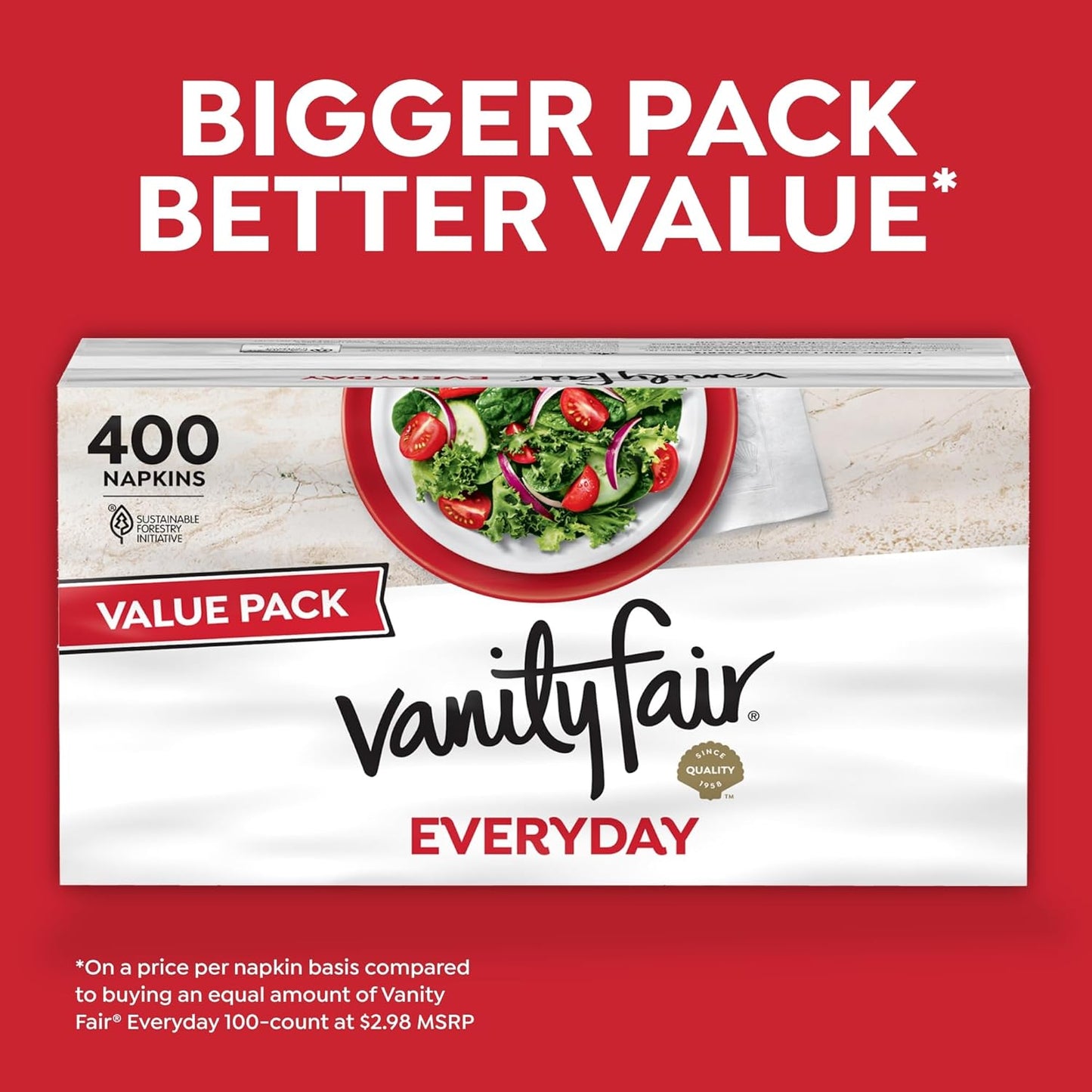 Vanity Fair Everyday Paper Napkins - Soft & Smooth Disposable Napkins | 400 Count for All Meals